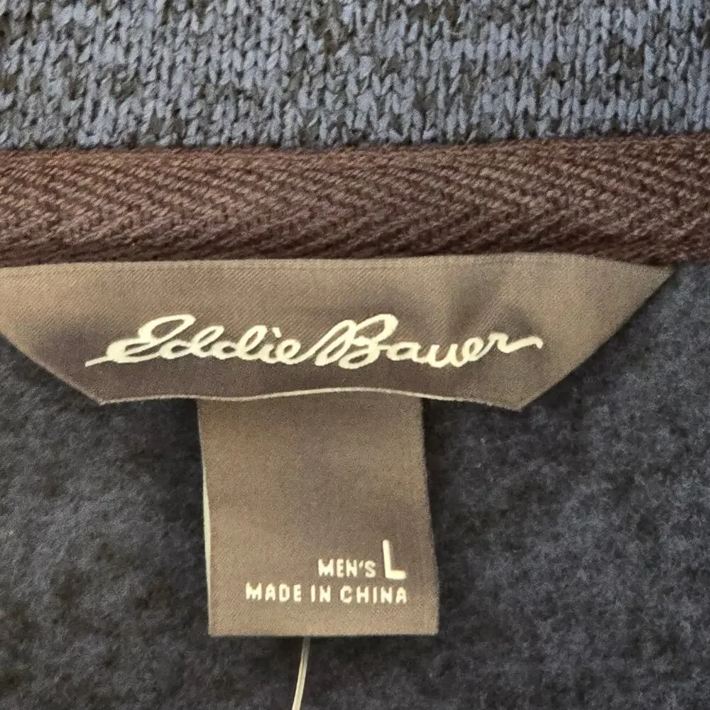 NWT, Eddie Bauer 1/4 Snap Sweater Blue, Size Large - Picture 3 of 5